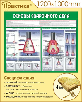 C35 Стенд основы сварочного дела (1200х1000 мм, пластик ПВХ 3 мм, алюминиевый багет золотого цвета) - Стенды - Тематические стенды - . Магазин Znakstend.ru